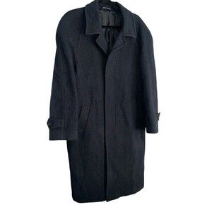 Vintage Wool Overcoat Hidden Buttons Men’s 40R Length 46 in Gray BILL ROBIN SON